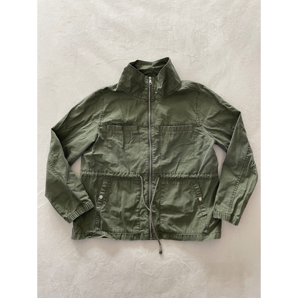 Old Navy Mens XL Olive Green Cotton Utility Field Jacket Full Zip Drawstring Hem